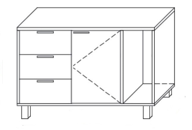 Kontener podporowy KP7 prawy lub lewy 110x45x66h - KP7 LEWY