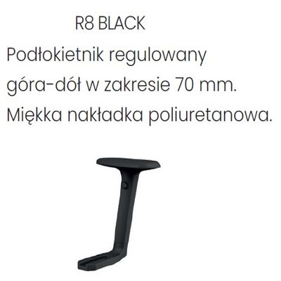 Fotel biurowy NODI BS BLACK - R8 czarny - regulacja góra-dół