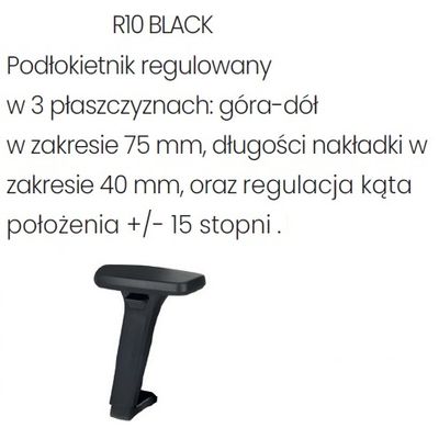 Fotel biurowy NODI BS BLACK - R10 czarny - regulacja w 3 płaszczyznach