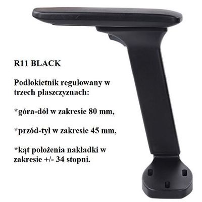 Fotel biurowy MOON BLACK - R11 czarny regulacja w 3 płaszczyznach