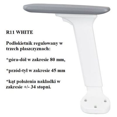 Fotel biurowy SMART W WHITE - R11 biały - regulacja w 3 płaszczyznach