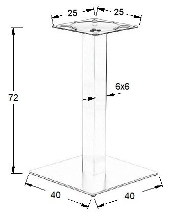 Podstawa do stolika SH-3002-1/60/S - wysokość 72 cm 40x40 cm 