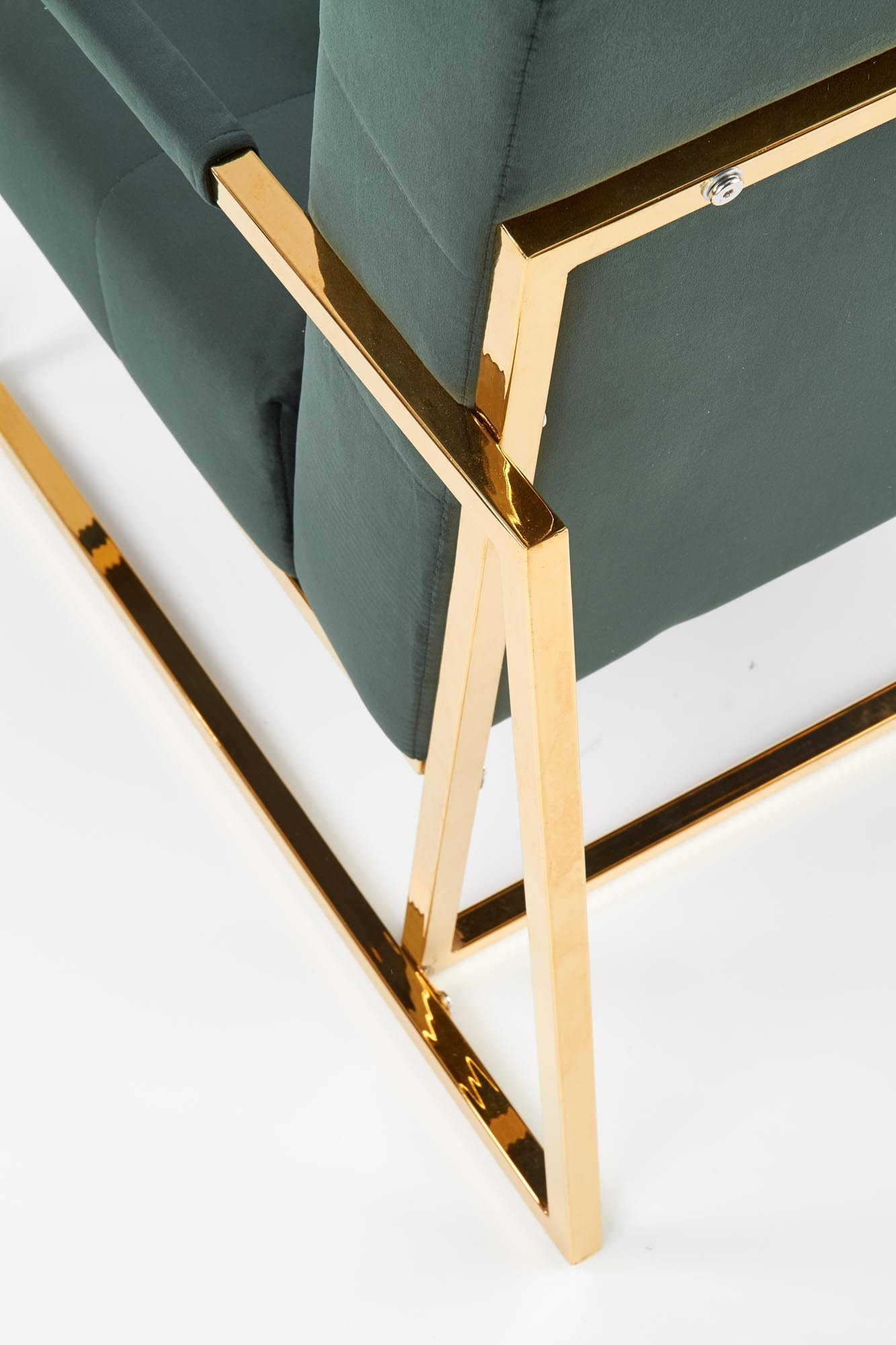 PRIUS fotel wypoczynkowy, tapicerka - ciemny zielony, stelaż - złoty