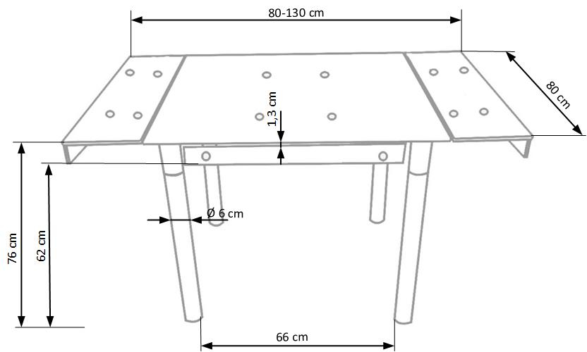 KENT stół rozkładany czarny, stal malowana (1p=1szt)