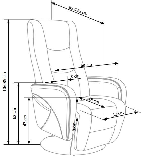 PULSAR recliner z funkcją masażu popielaty