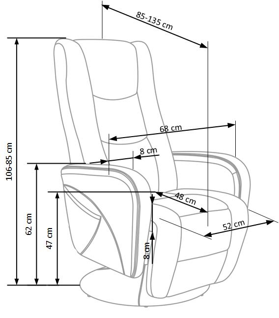 PULSAR recliner z funkcją masażu popielaty