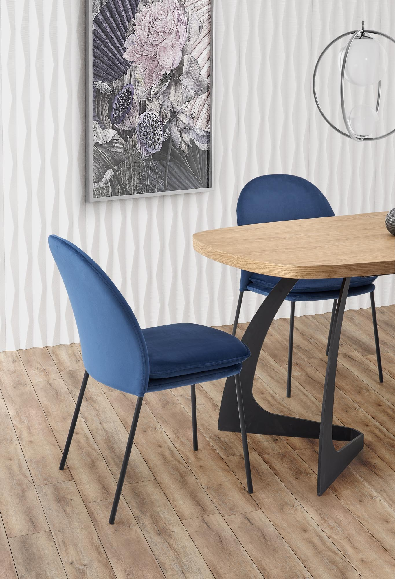 VELDON stół rozkładany, 160-200/90/75 cm, blat - dąb naturalny, nogi - czarny