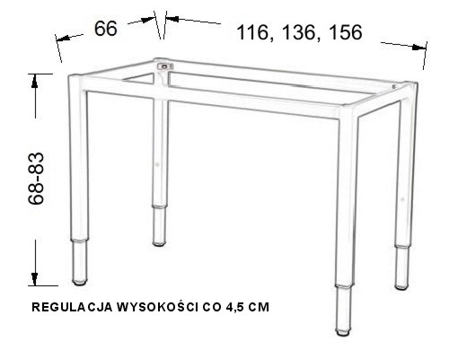 Stelaż regulowany do stołu i biurka EF-57KR/KA nogi kwadrat 5x5 - alu -136x66