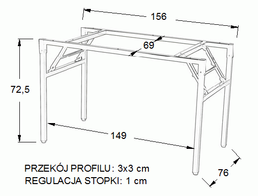 Stelaż składany do stołu i biurka 24/A-P - aluminium - 156x76 cm 