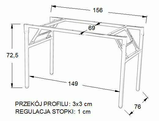 Stelaż składany do stołu i biurka 24C-P czarny - 156x76 cm  