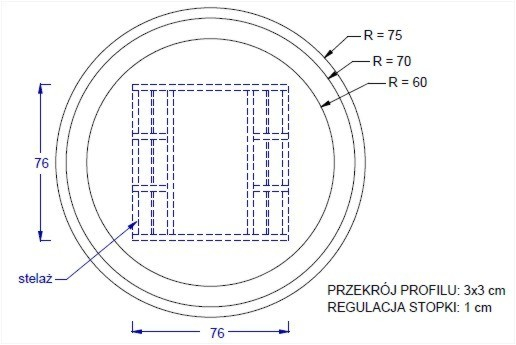 Stelaż składany do stołu i biurka 24/A-K - aluminium kwadrat 76x76x72,5h