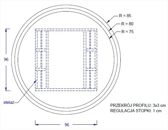 Stelaż składany do stołu i biurka 24/A-K - aluminium kwadrat 96x96x72,5h 