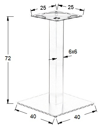 Podstawa do stolika SH-3002-1/60/P polerowana - 40x40 cm, wys. 72 cm