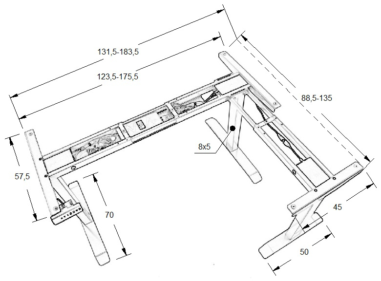 Stelaż elektryczny trzysilnikowy UT04-2T/90A/A aluminium