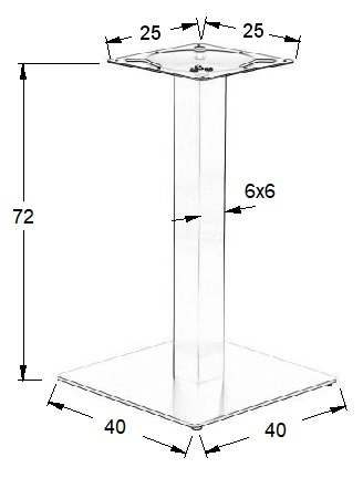 Podstawa do stolika SH-5002-1/60/B czarna - wysokość 72 cm 40x40 cm