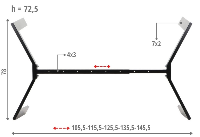 Stelaż z regulowaną długością 105,5-145,5 cm NY-HF05RB czarny