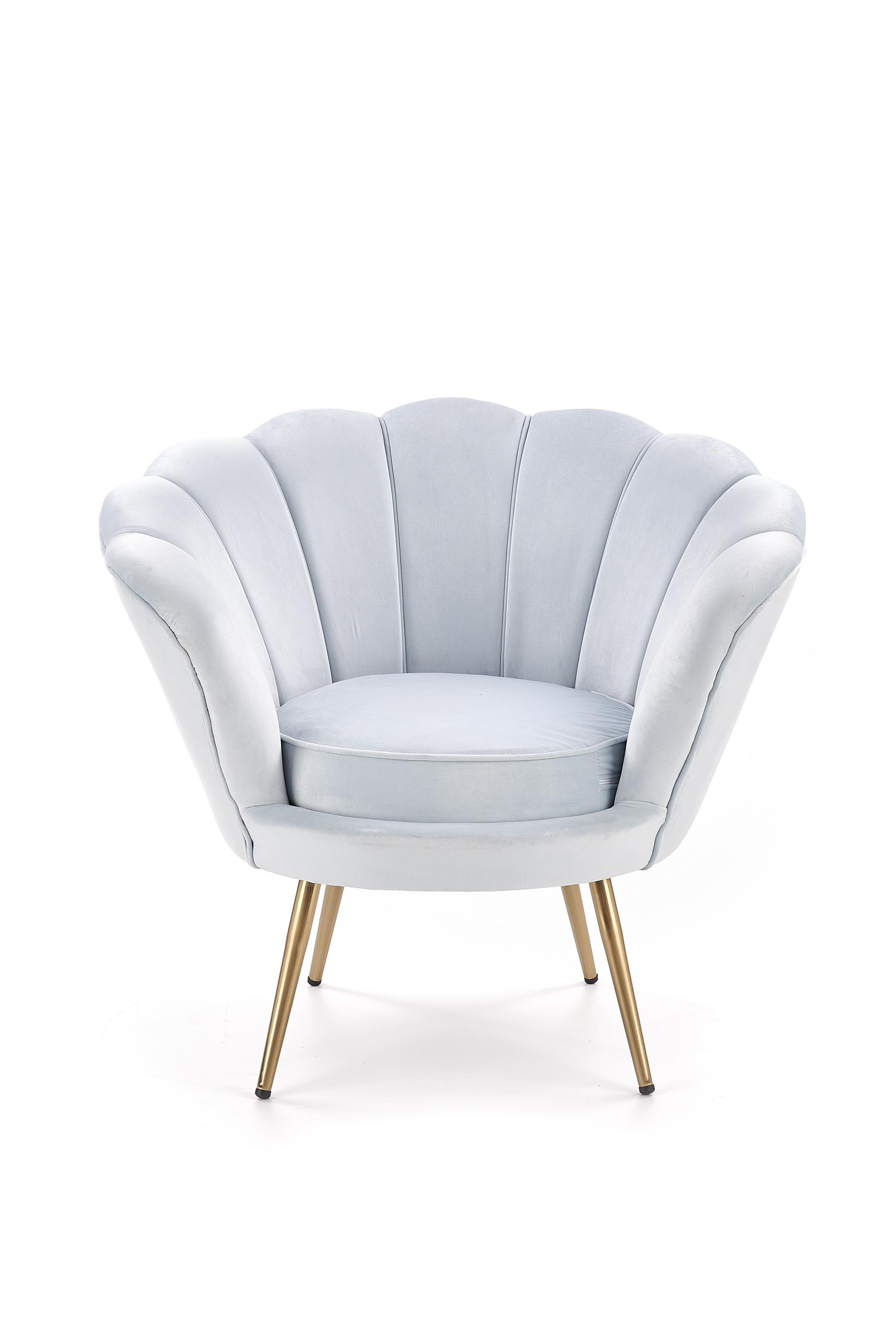 AMORINO fotel wypoczynkowy jasny niebieski, nogi - złote