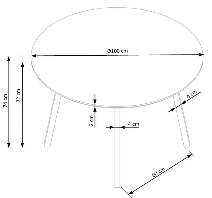 BALROG OKRĄGŁY stół, stelaż - czarny, blat- jasny popiel (2p=1szt)