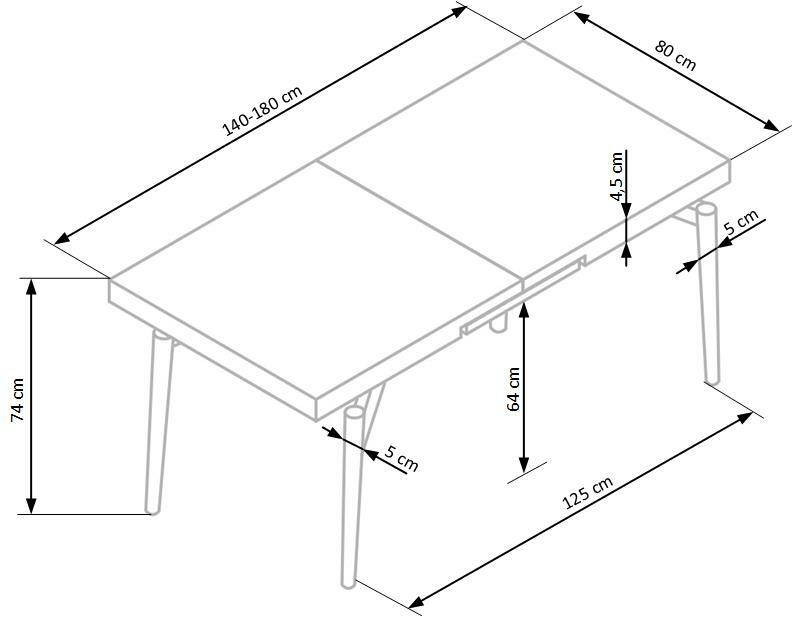 CAMBELL stół rozkładany, blat - naturalny, nogi - czarny (2p=1szt)