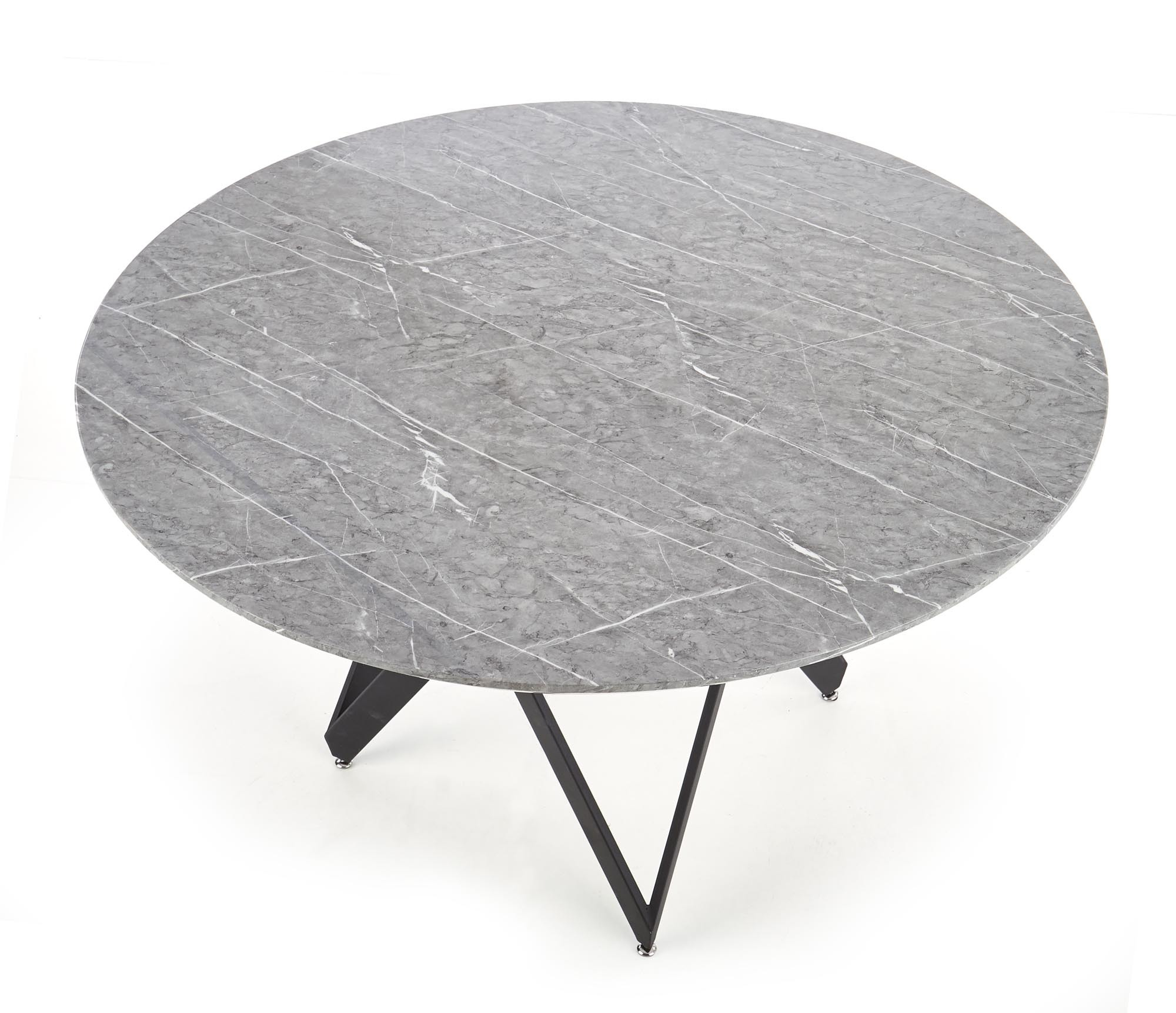 GUSTIMO stół okrągły, blat - popielaty marmur, stelaż - czarny (2p=1szt)