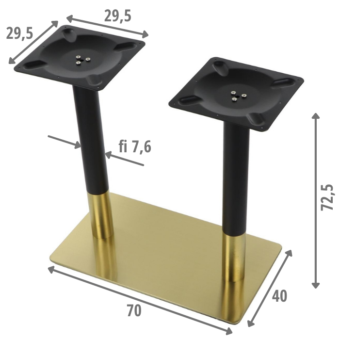 Podstawa SH-3003-1/GB złoto/czarny, wysokość 72,5 cm/70x40