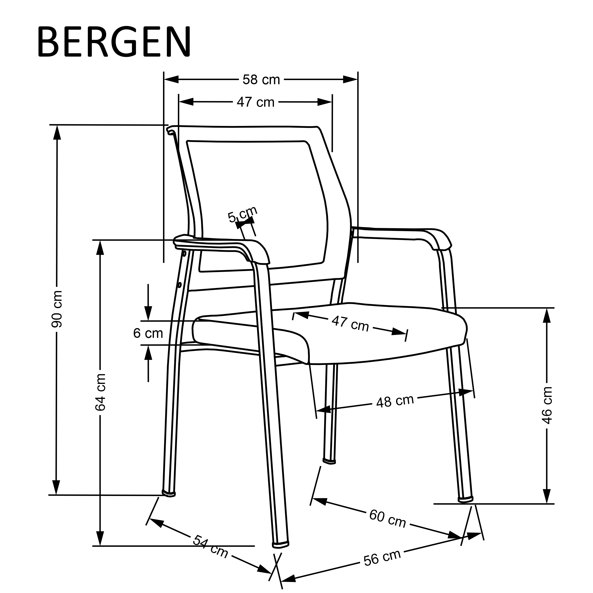 Krzesło konferencyjne BERGEN kolor czarny