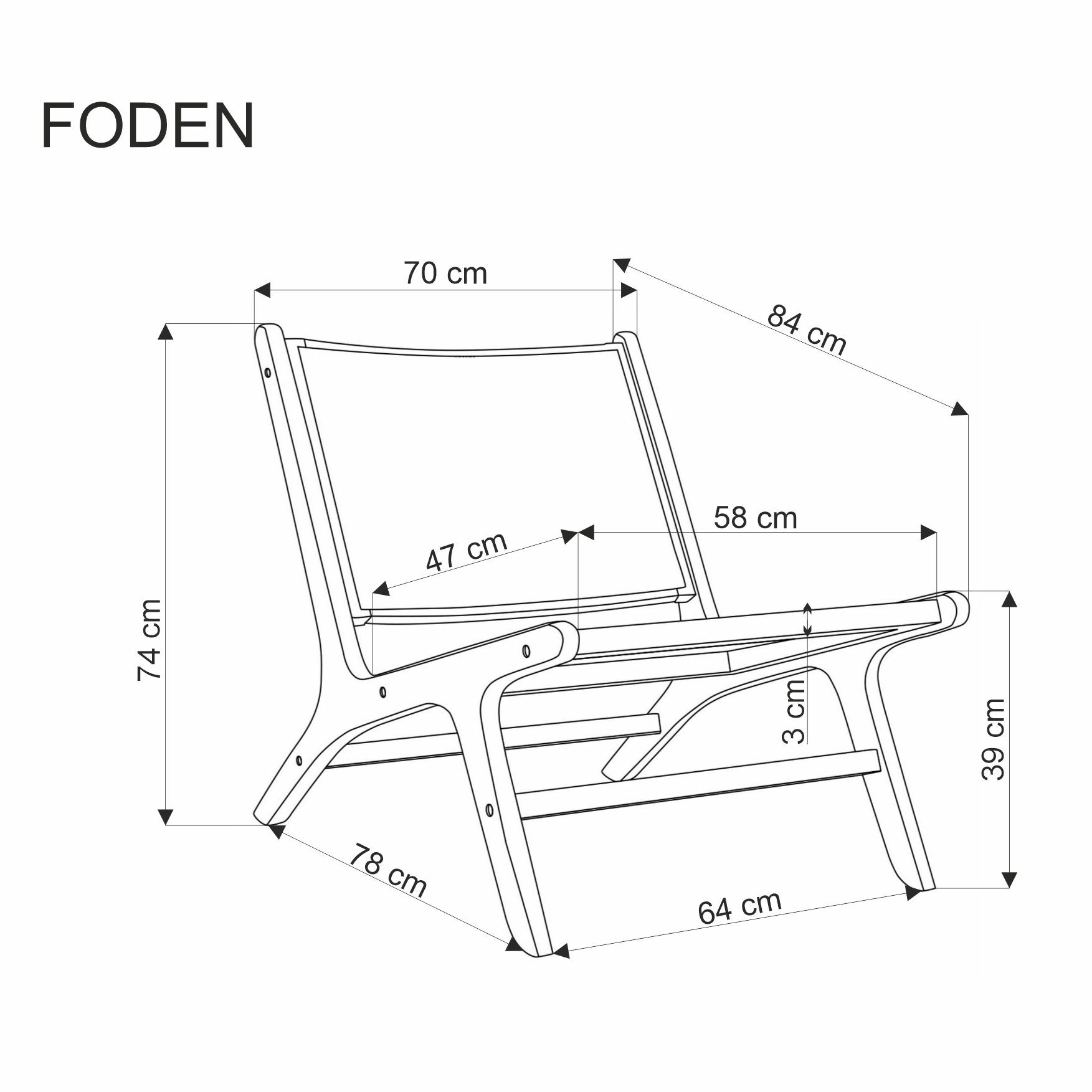 FODEN fotel wypoczynkowy, czarny / naturalny