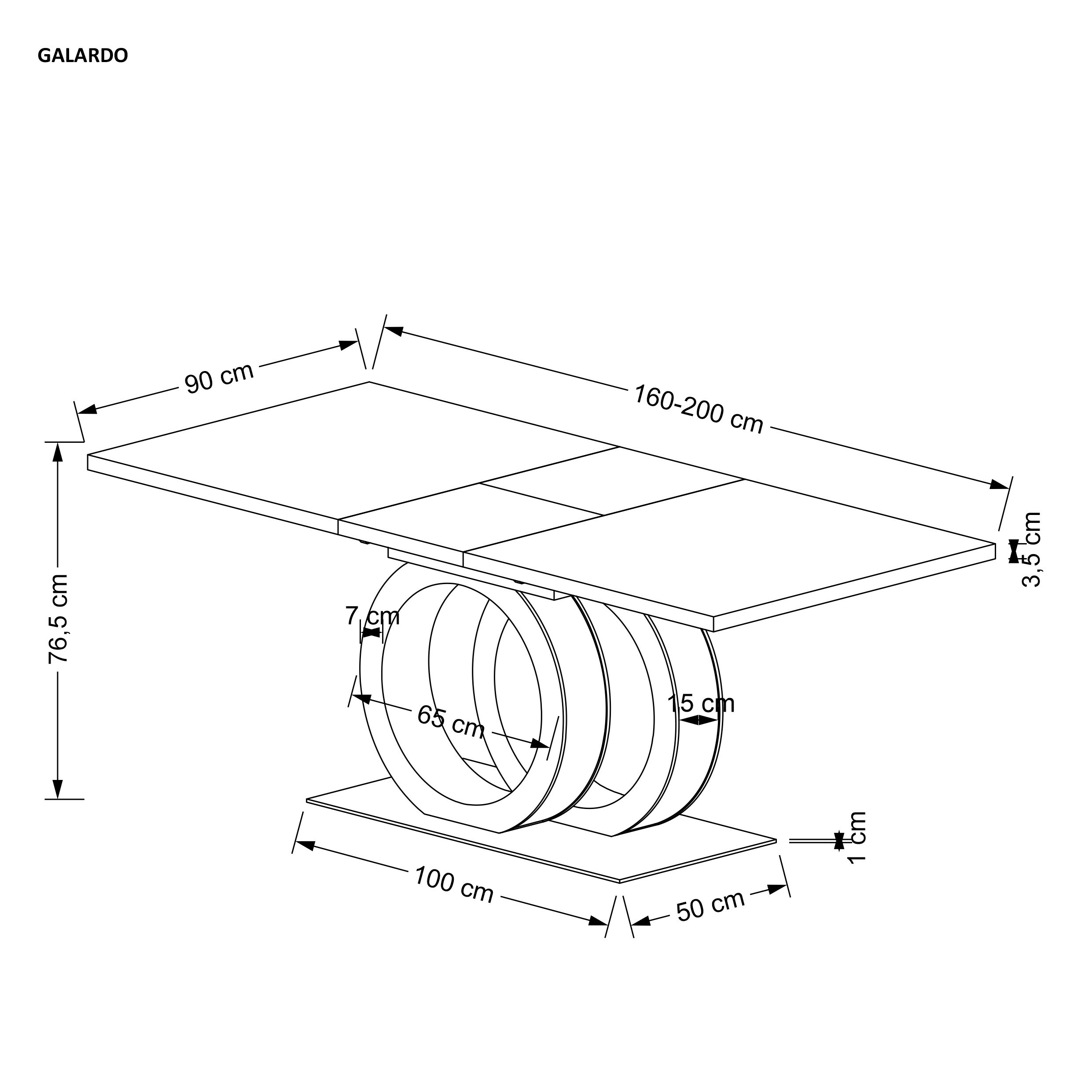 GALARDO stół rozkładany 160-200/90/76 cm, biały / złoty