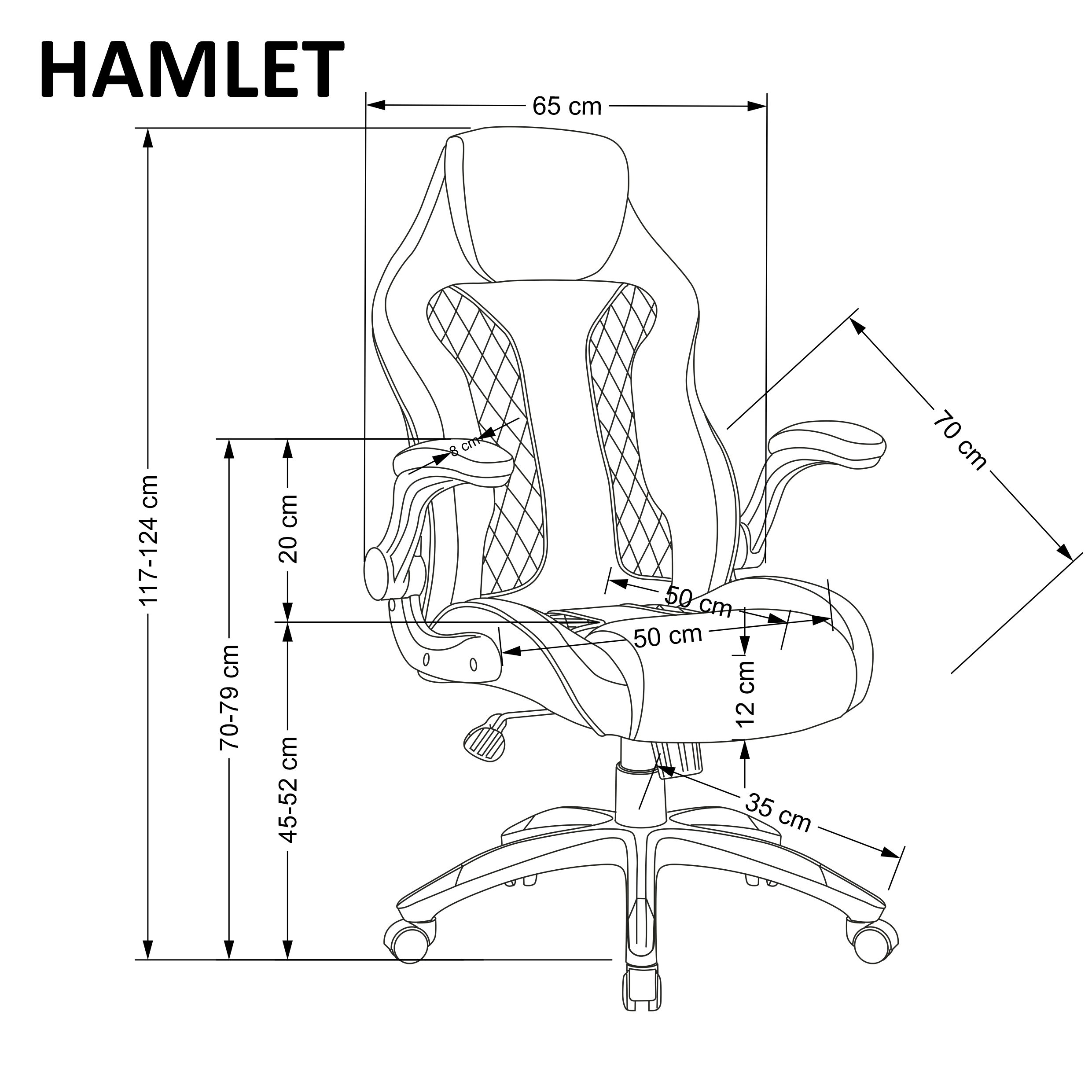 HAMLET fotel gabinetowy czarny / popielaty