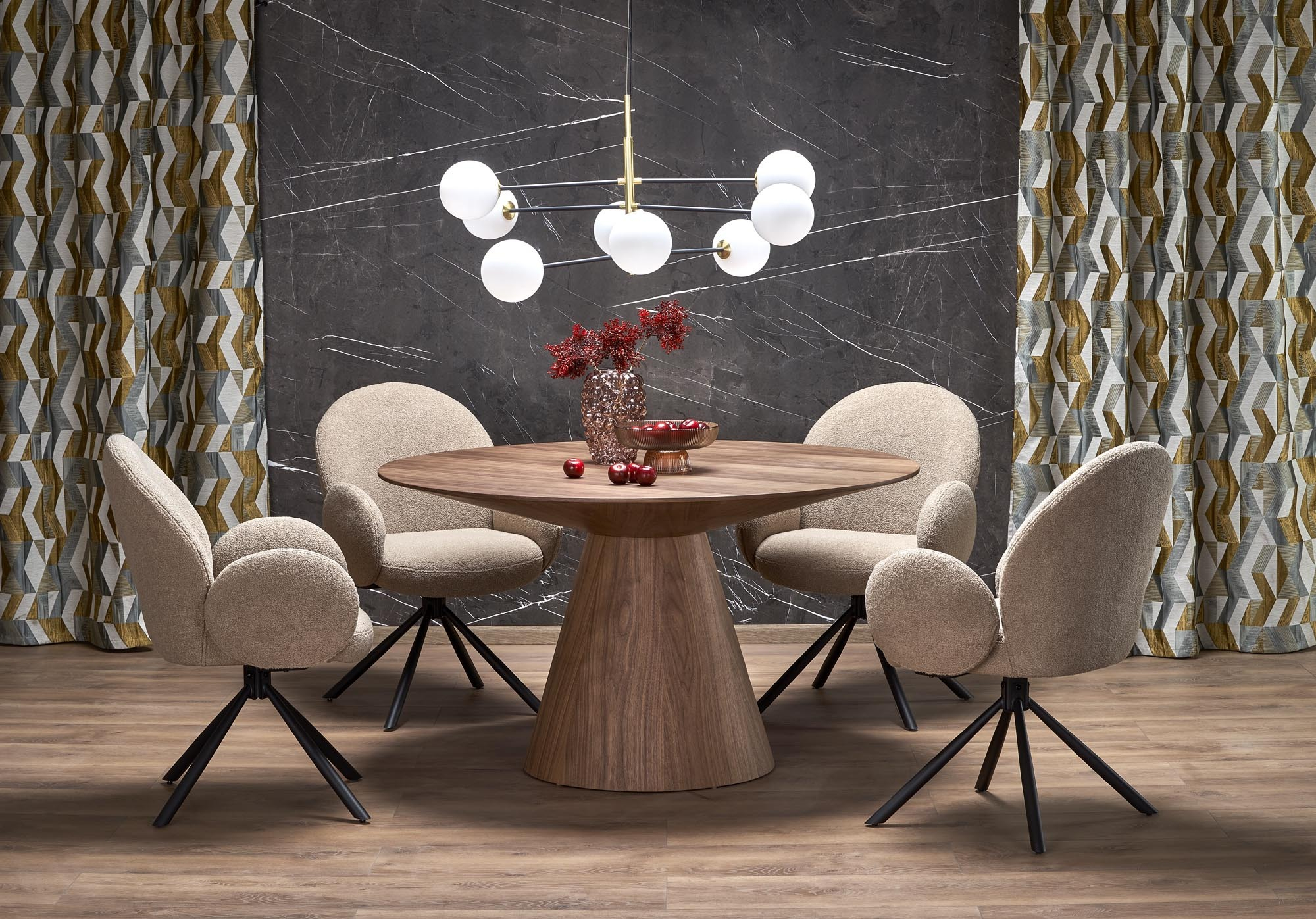 HENDERSON stół okrągły fi 136/78 cm, orzechowy