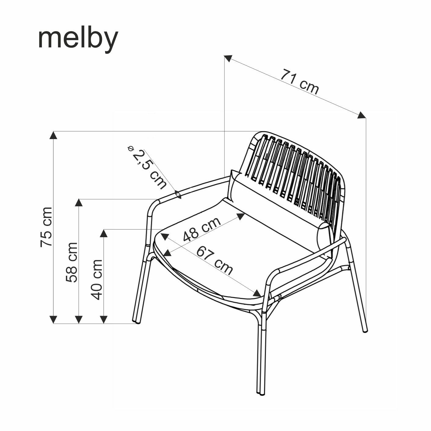 MELBY fotel wypoczynkowy, stelaż - biały, tapicerka - popielaty