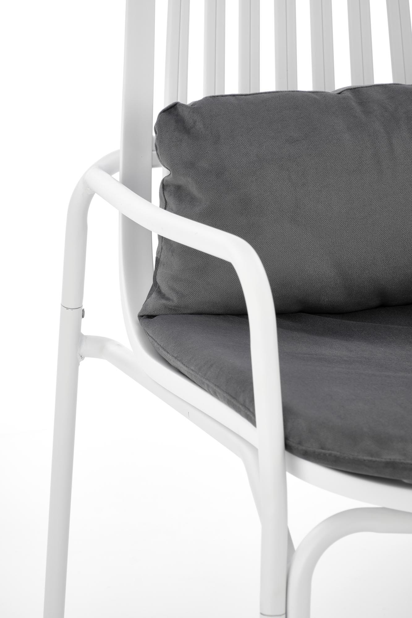 MELBY fotel wypoczynkowy, stelaż - biały, tapicerka - popielaty