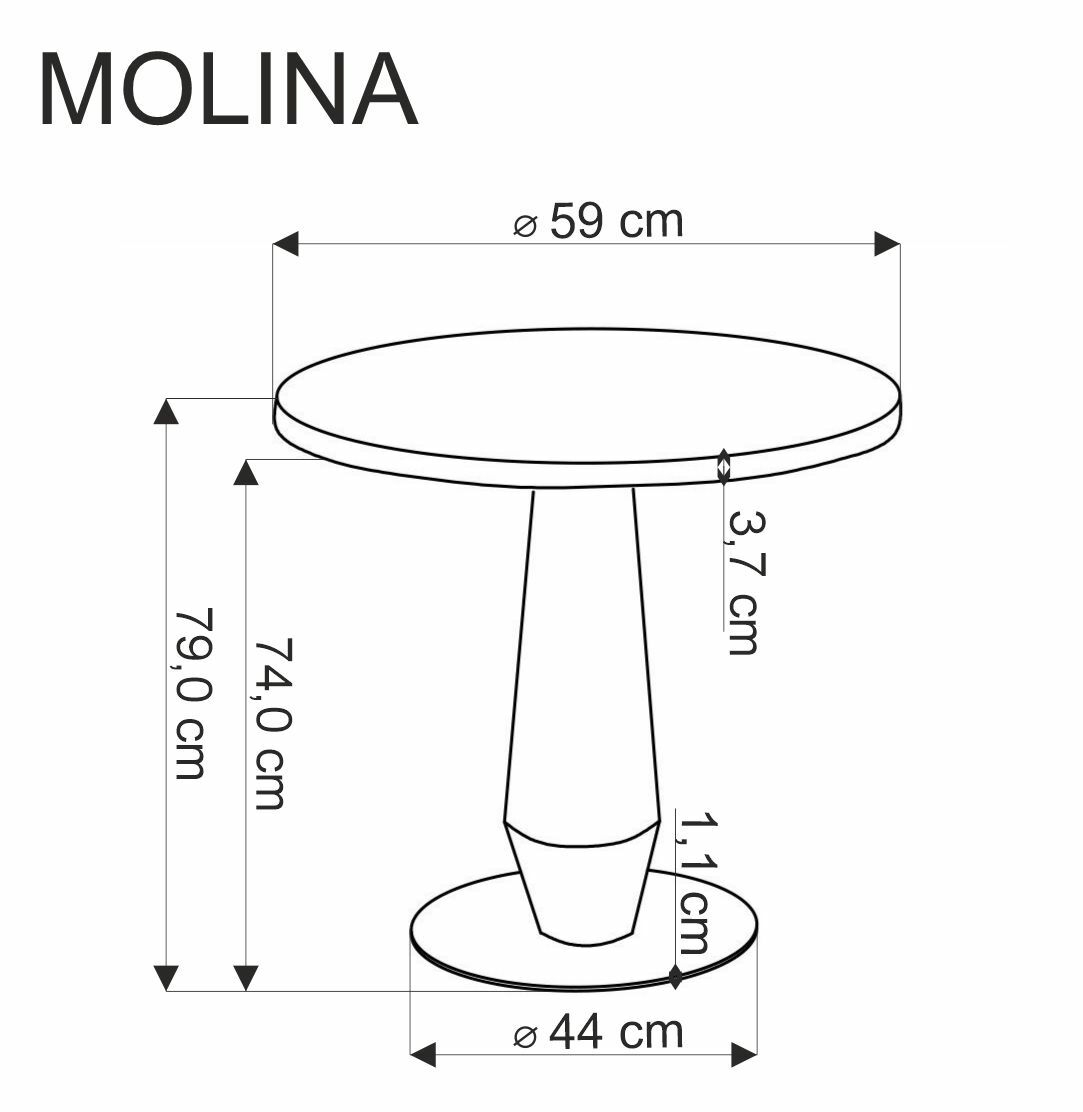 MOLINA stół okrągły, czarny marmur / czarny / złoty