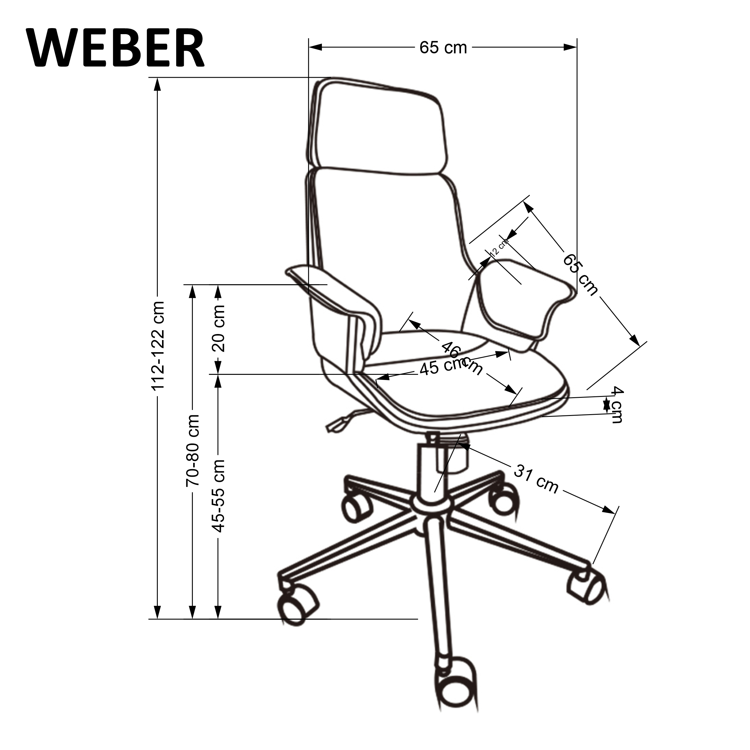 WEBER fotel gabinetowy orzechowy / czarny