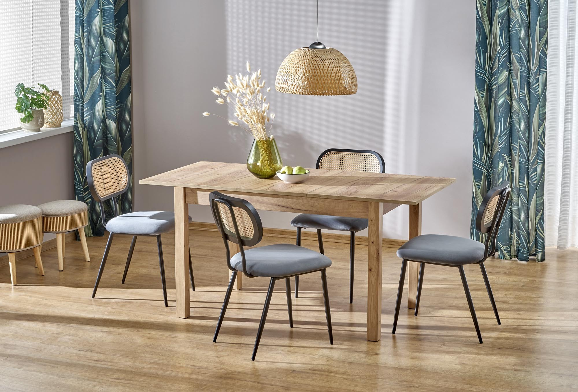 MAURYCY stół 118÷158/75/76 cm, kolor dąb craft