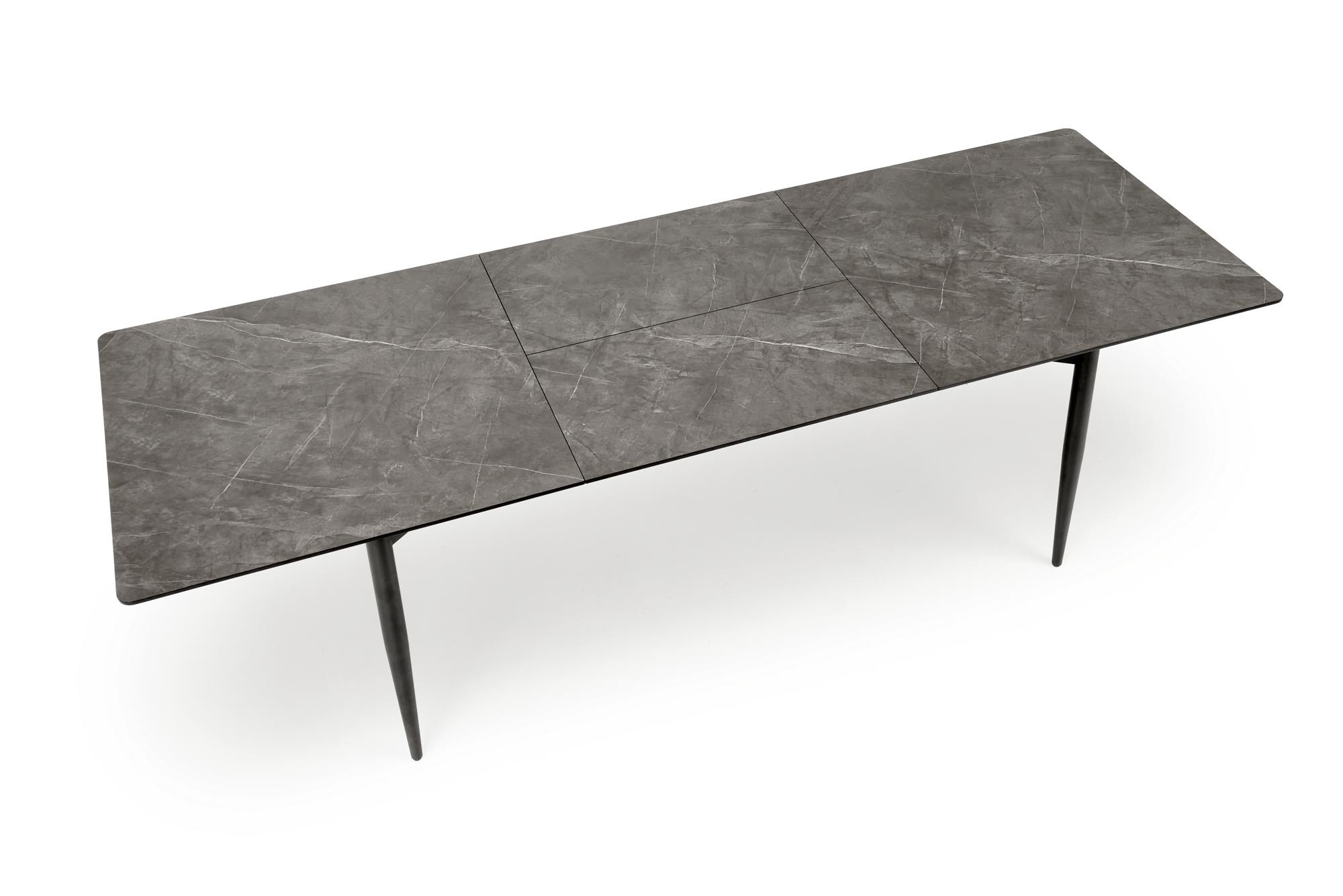 CHARLES stół rozkładany 180-260/90/76/80-170 cm, blat - popielaty marmur, nogi - czarny