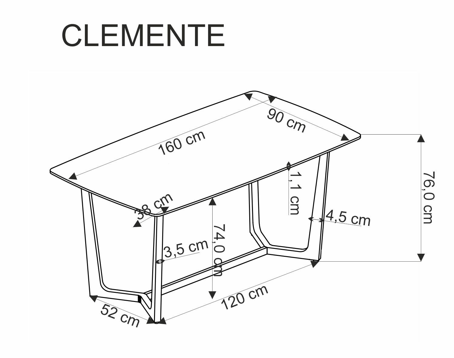 CLEMENTE stół blat - biały marmur, nogi - złoty