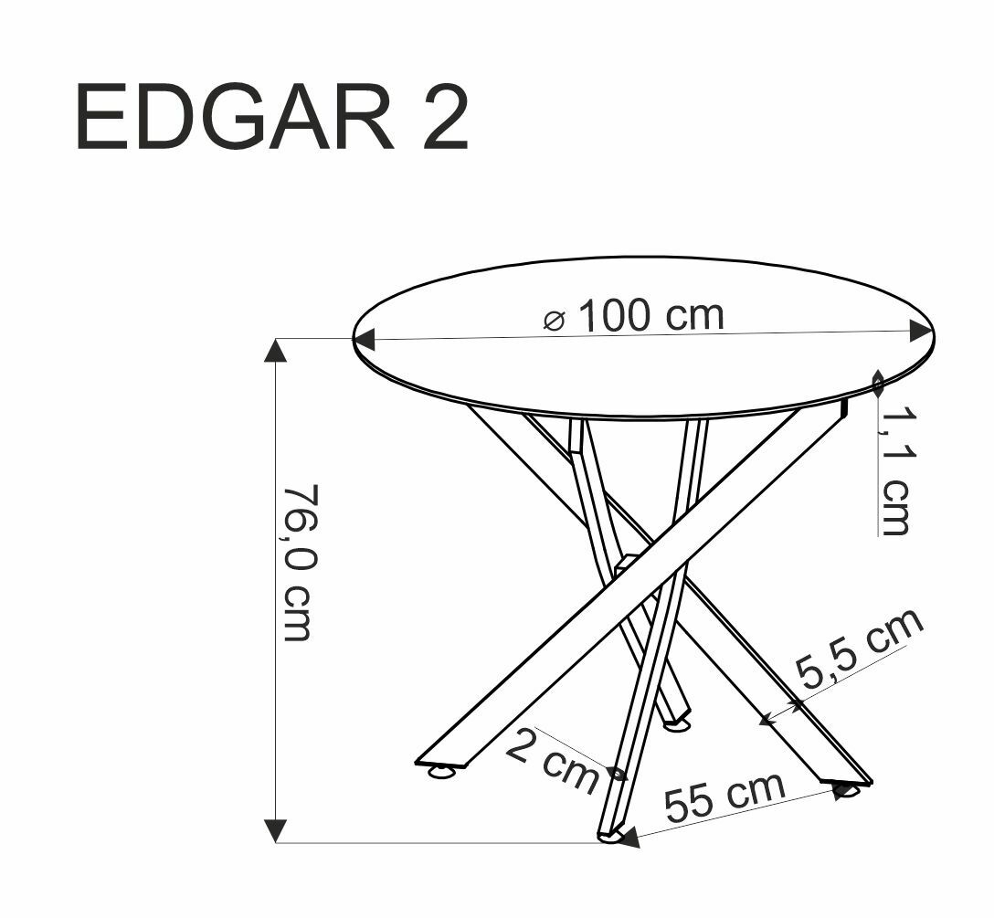 EDGAR 2 stół okrągły, blat - biały marmur, nogi - czarny