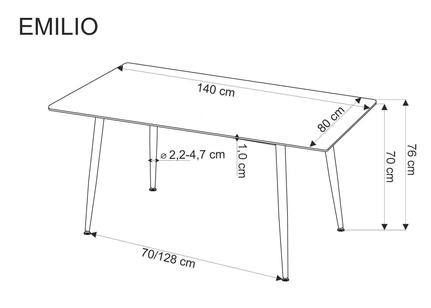 EMILIO 120 stół blat - biały marmur, nogi - czarny