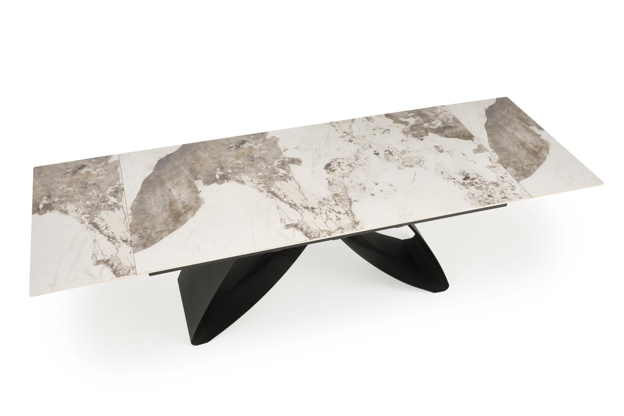 HILARIO stół rozkładany 180-260/90/75/125 cm, blat - biały marmur, nogi - czarny