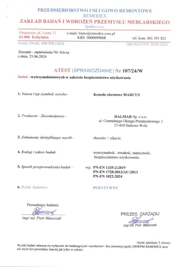 MARCUS fotel gabinetowy czarny atestowany