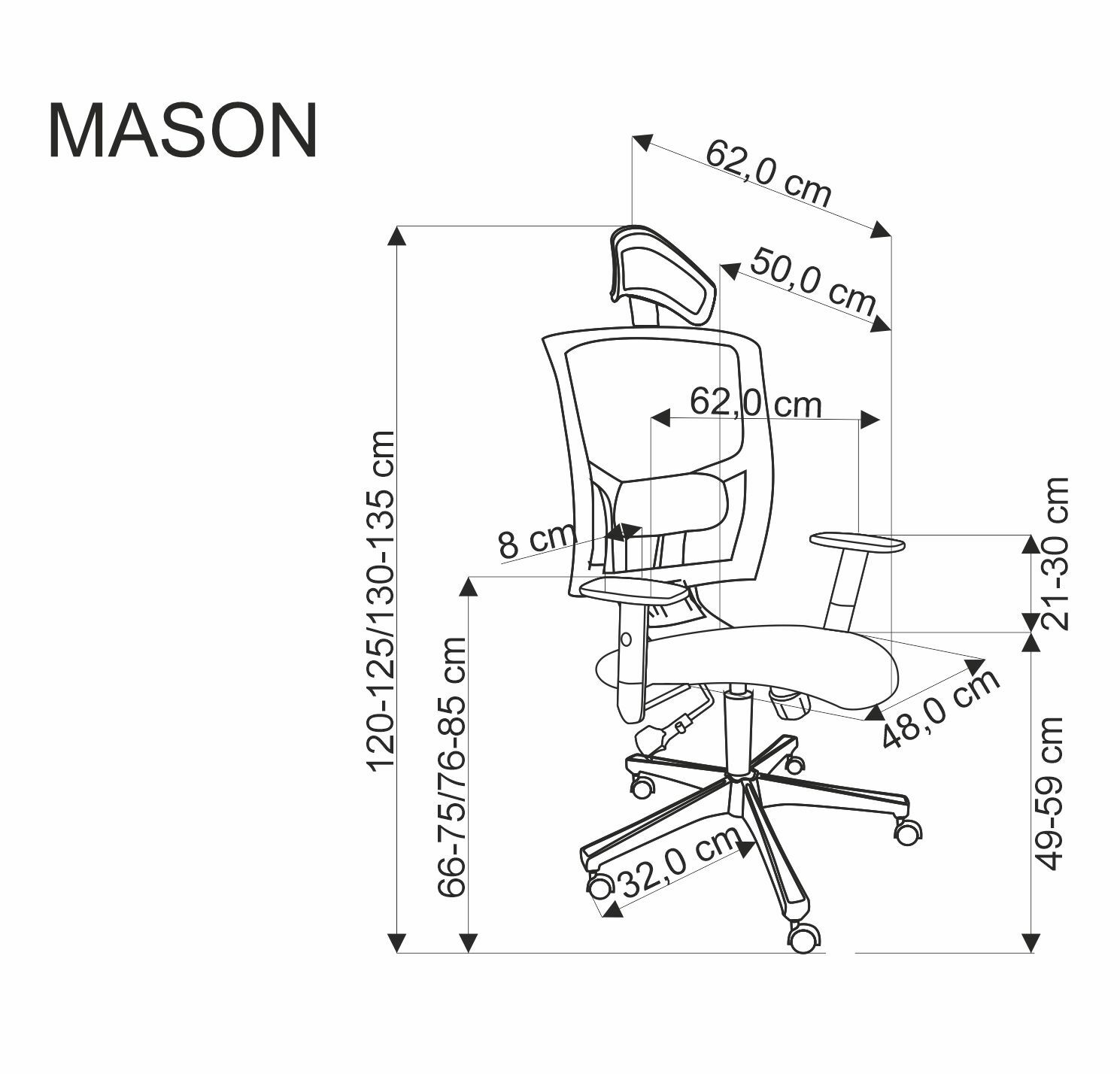 MASON fotel obrotowy czarny-atestowany