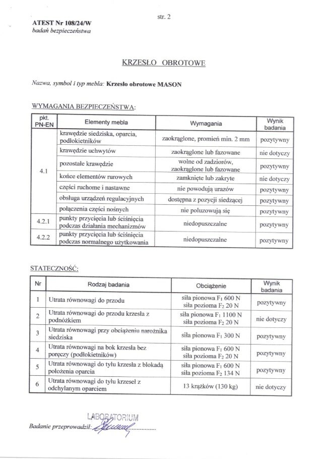 MASON fotel obrotowy czarny-atestowany