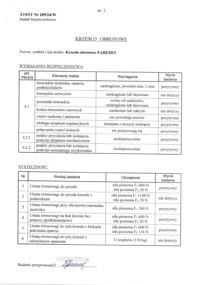 PAREDES krzesło obrotowe czarny- atestowany