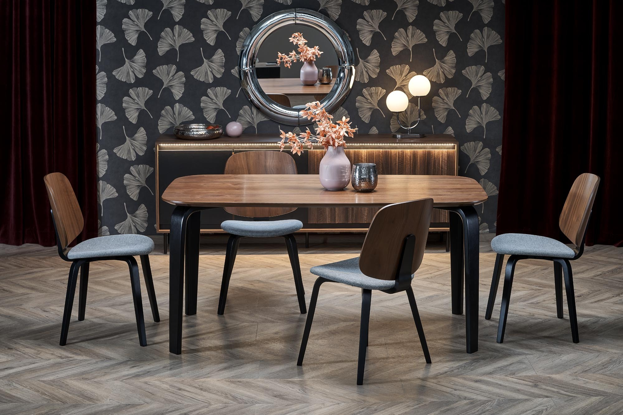 PEDRO stół 160/90/75 cm, blat - orzechowy, noga - czarny