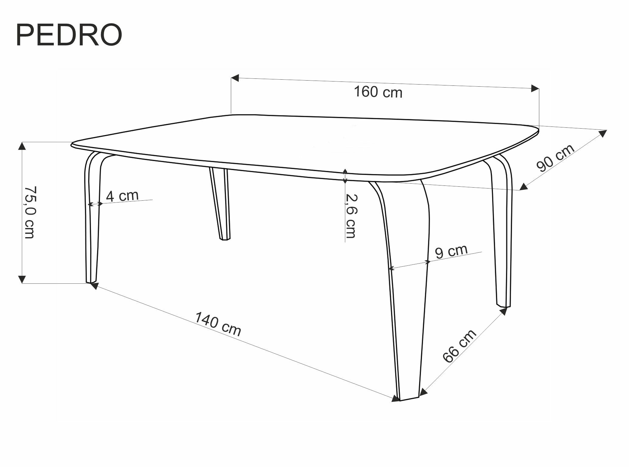 PEDRO stół 160/90/75 cm, blat - orzechowy, noga - czarny