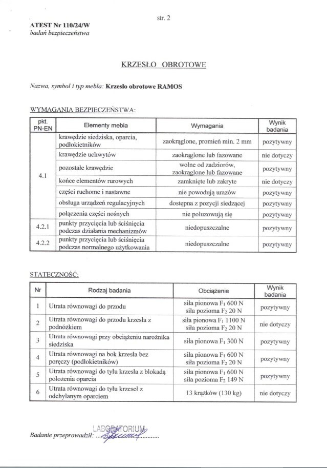 RAMOS fotel obrotowy czarny - atestowany