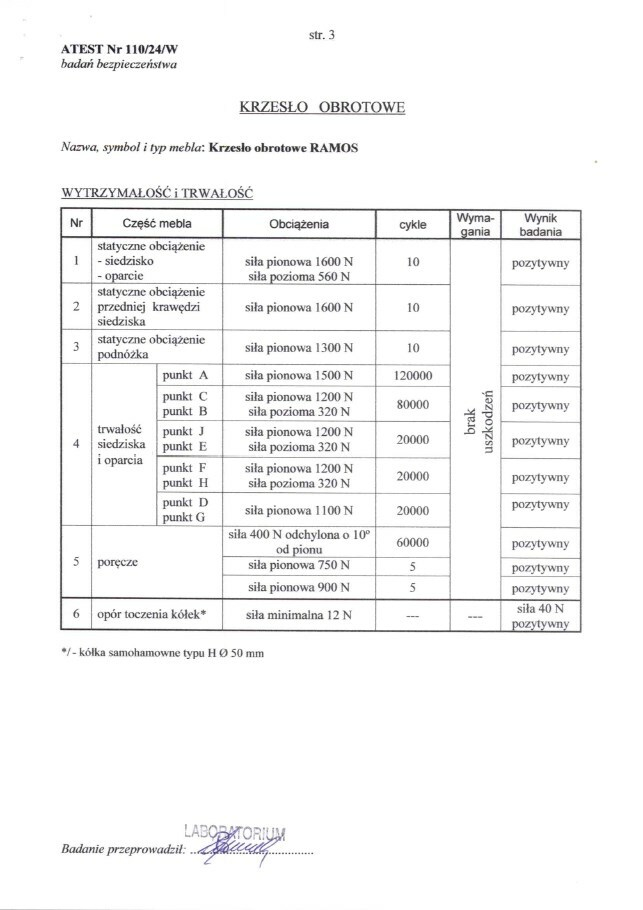 RAMOS fotel obrotowy czarny - atestowany