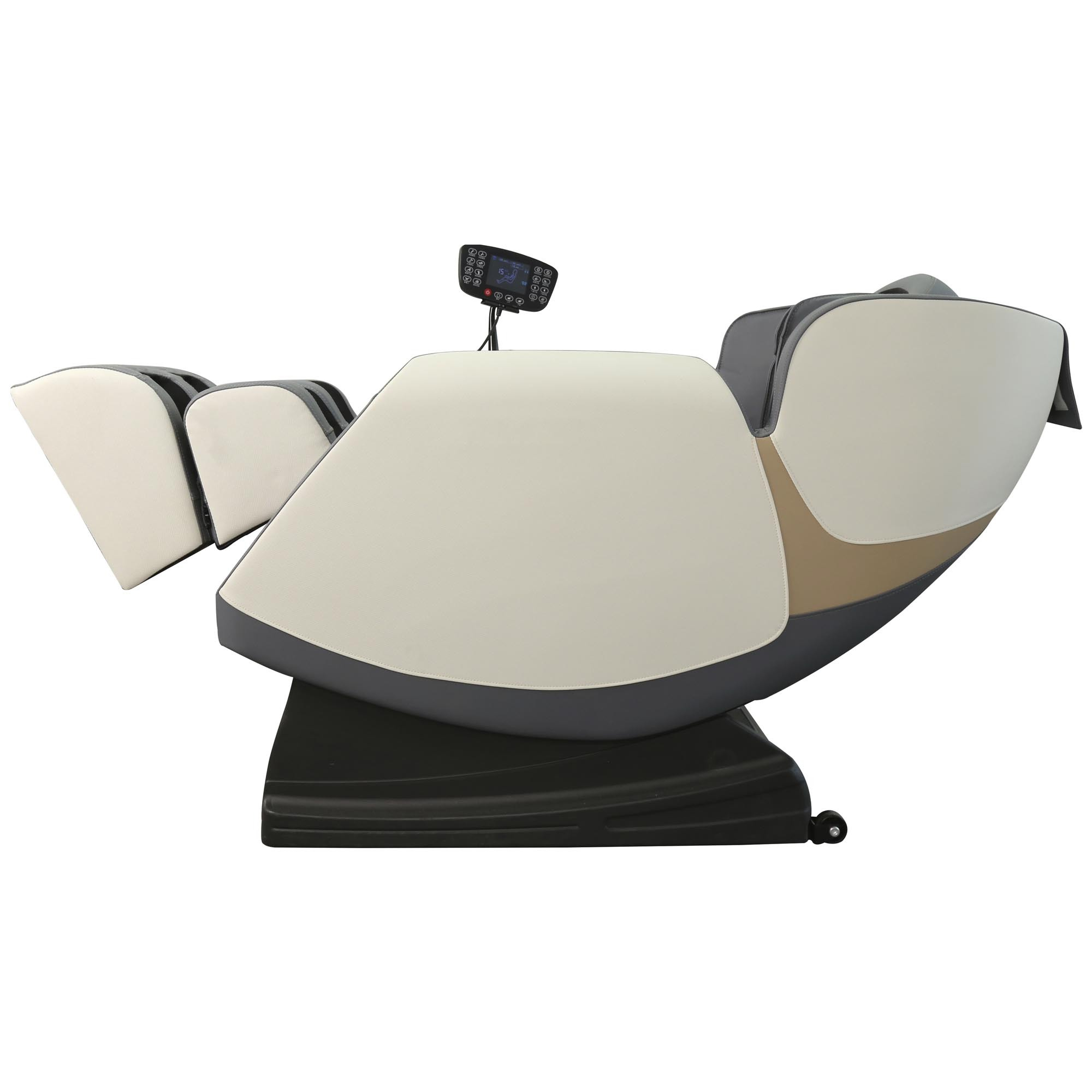 SOLARIA  fotel wypoczynkowy z funkcją masażu i podgrzewania, kremowy / popielaty