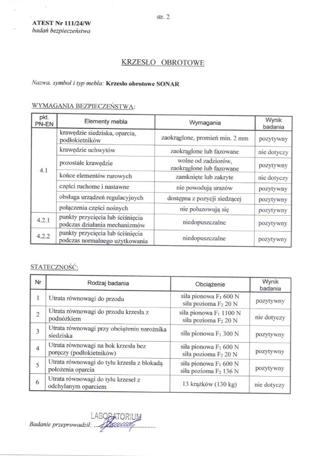 SONAR fotel obrotowy czarny- atestowany